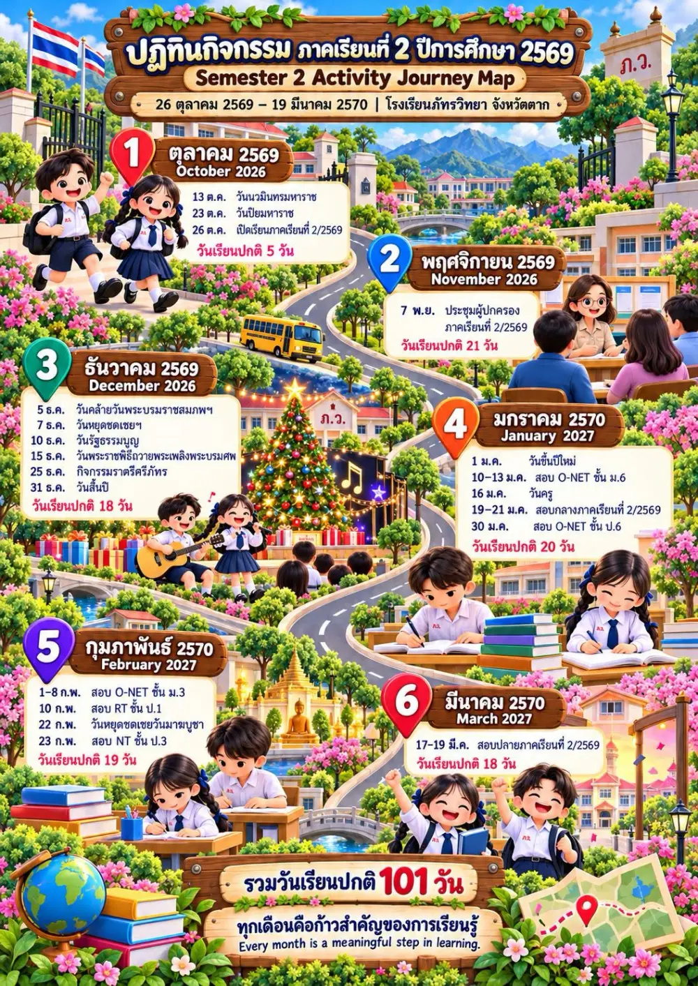 🗓️ ประชาสัมพันธ์ปฏิทินกิจกรรม ภาคเรียนที่ 2 ปีการศึกษา 2569 | PATARAVITAYA SCHOOL | SEMESTER 2, A JOURNEY OF LEARNING
